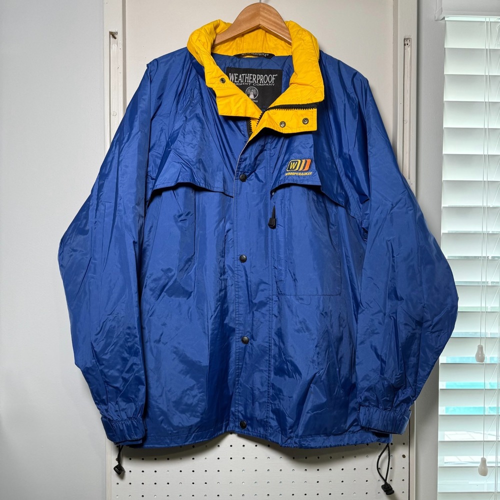 Weatherproof Winnipesaukee Jacket Men's Blue‎ Snap Full Zip Korean Made - Large
